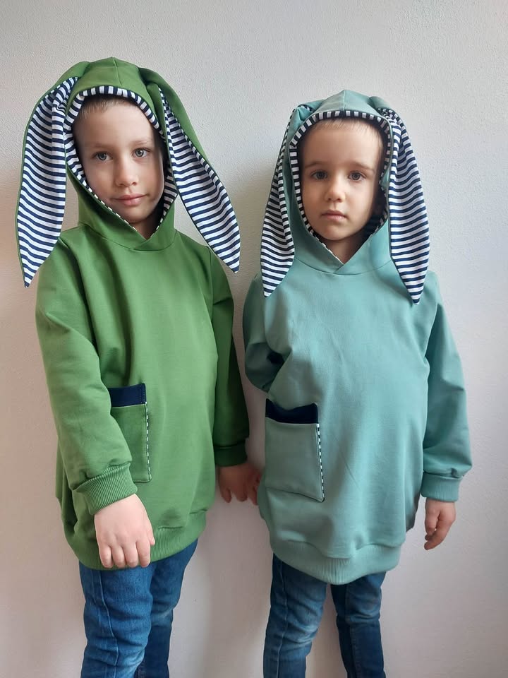 Střih na dětskou mikinu s oušky pro začátečníky "Aspen" - elektronický střih PDF