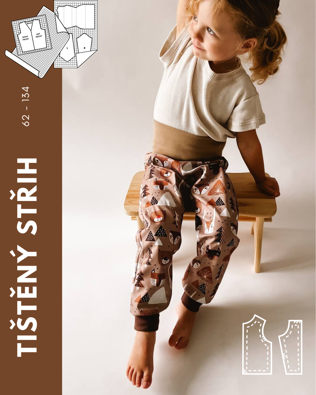 Papírový střih na dětské softshellové kalhoty "EASY"