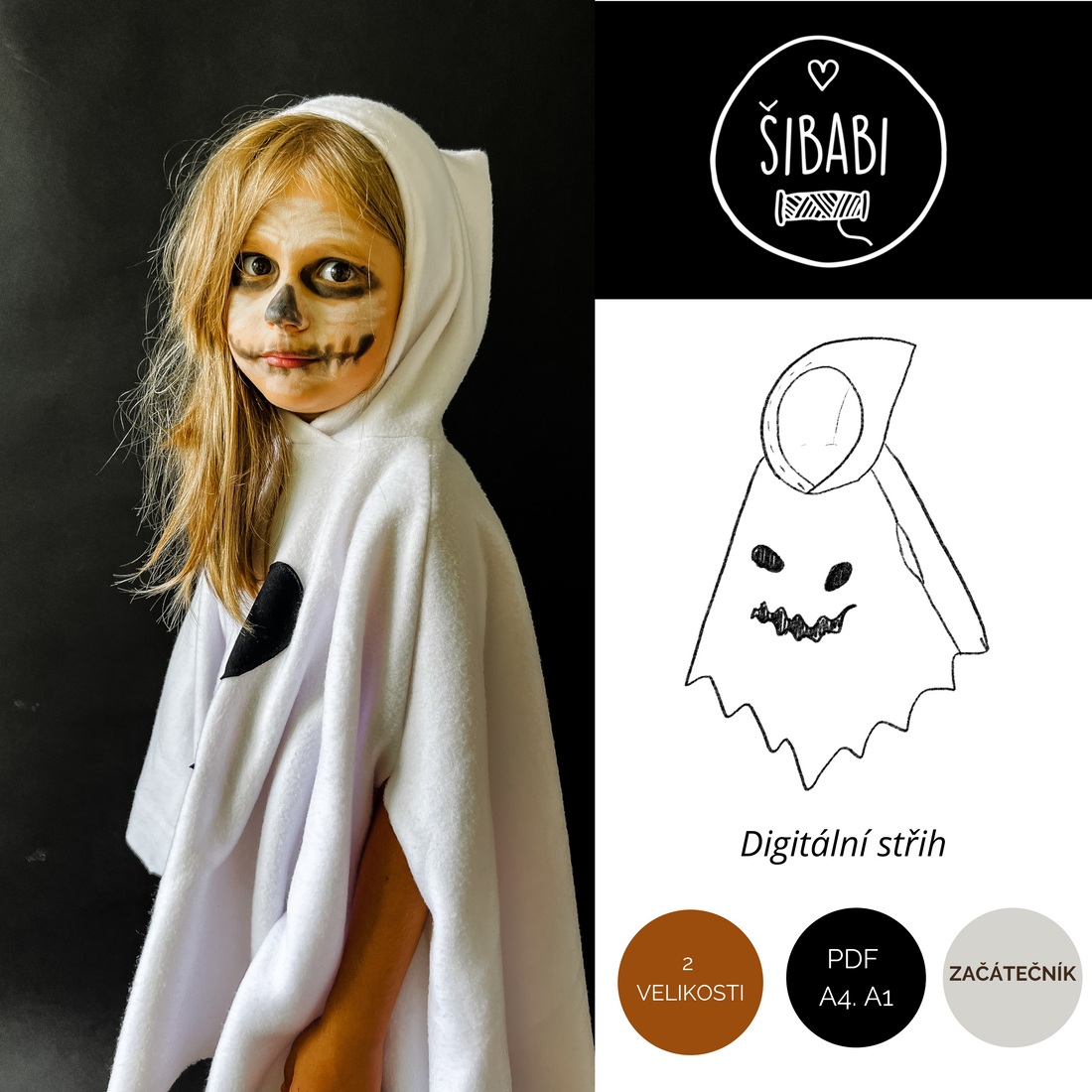 Dětský kostým ducha "Emil" - PDF střih