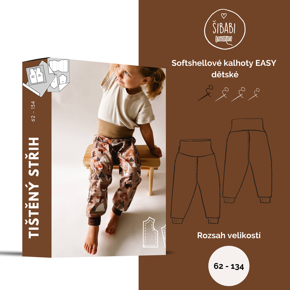 Papírový střih na dětské softshellové kalhoty "EASY"