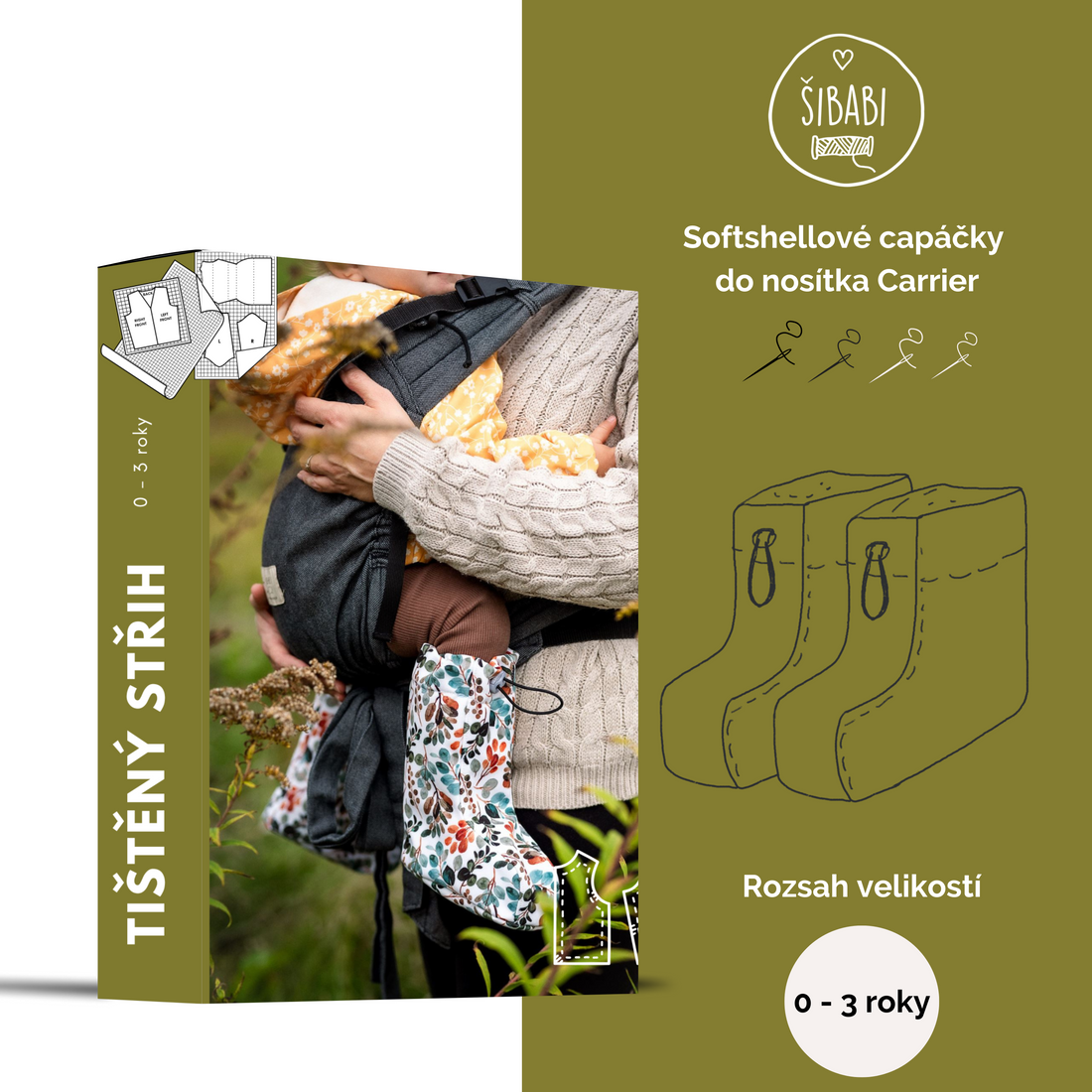 Papírový střih na softshellové capáčky do nosítka "Carrier"