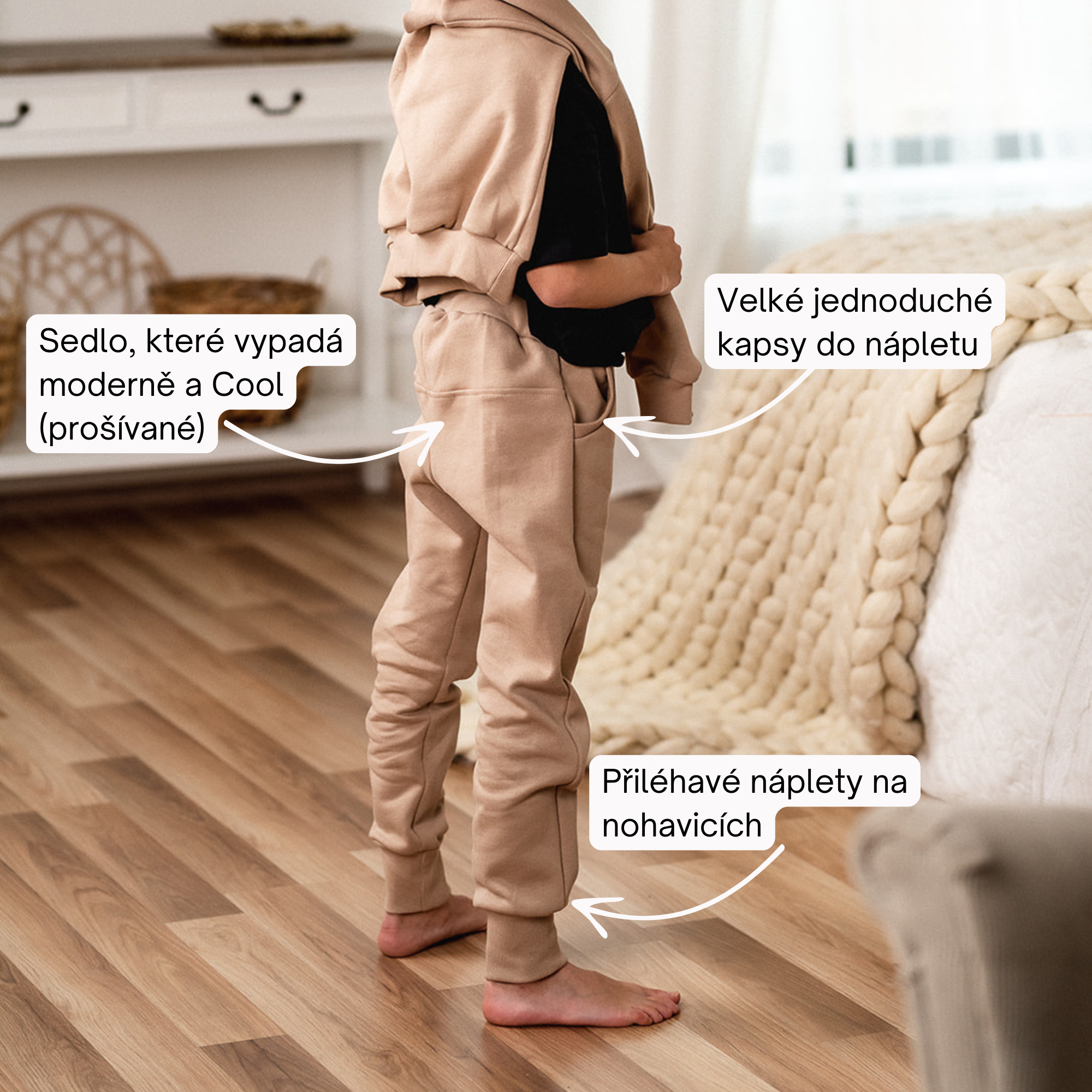 Dětské tepláky s kapsami "Tampa" 62 - 164- PDF střih