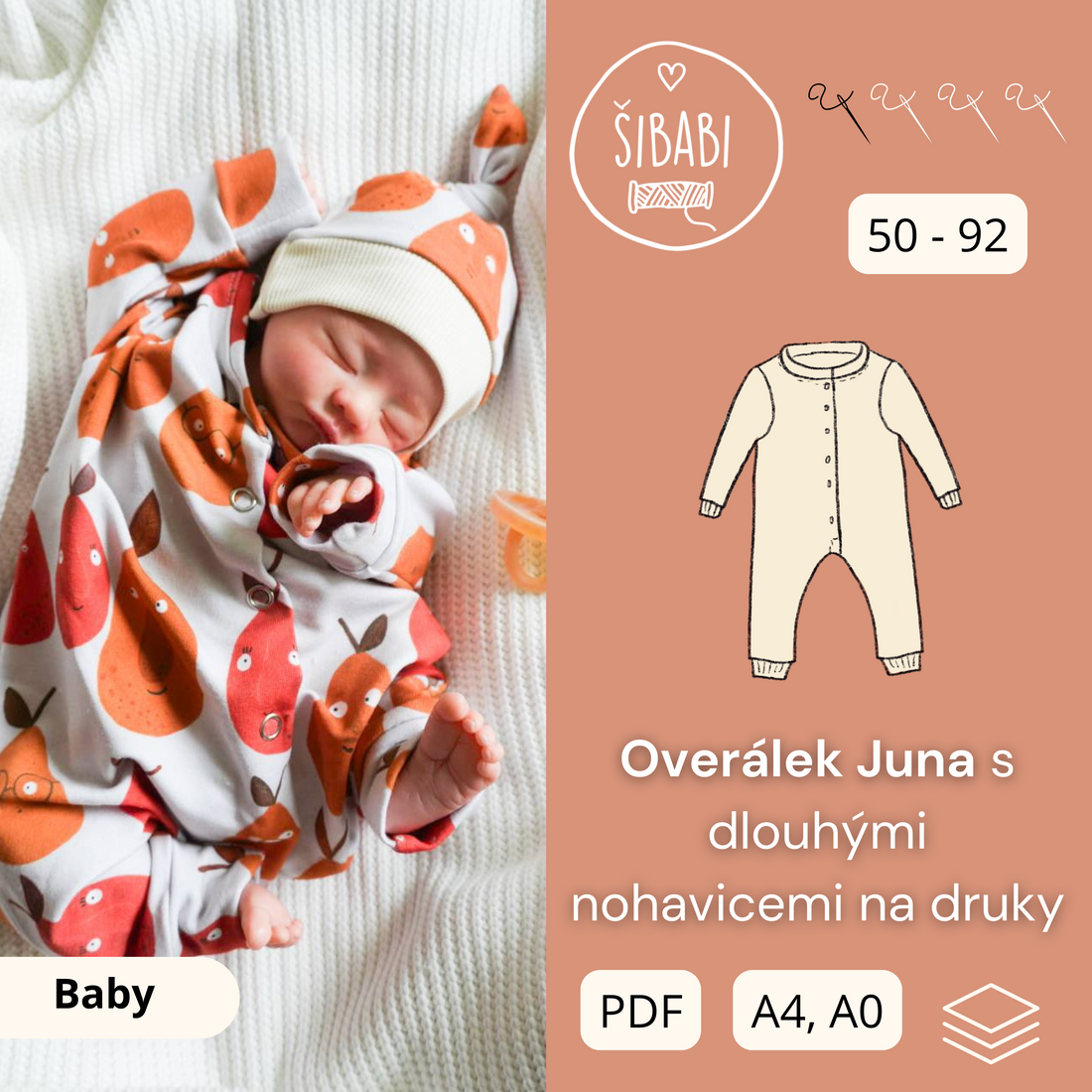 Overal pro miminko s dlouhými rukávy a nohavicemi "Juna Baby" - 50 -92