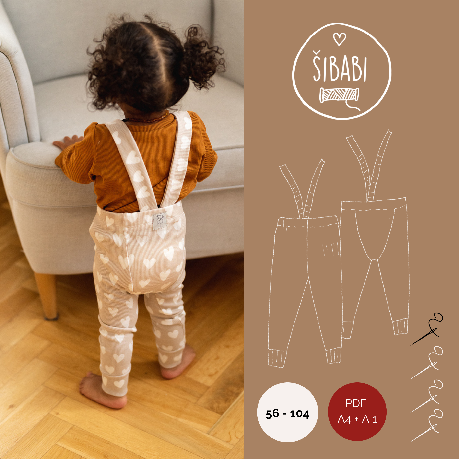 Gerippte Leggings für Kinder mit elastischen Trägern