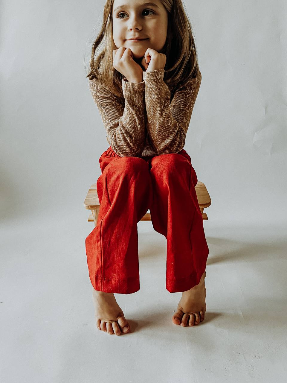 Dětské snadné kalhoty "Texas" ze lnu nebo tkaniny