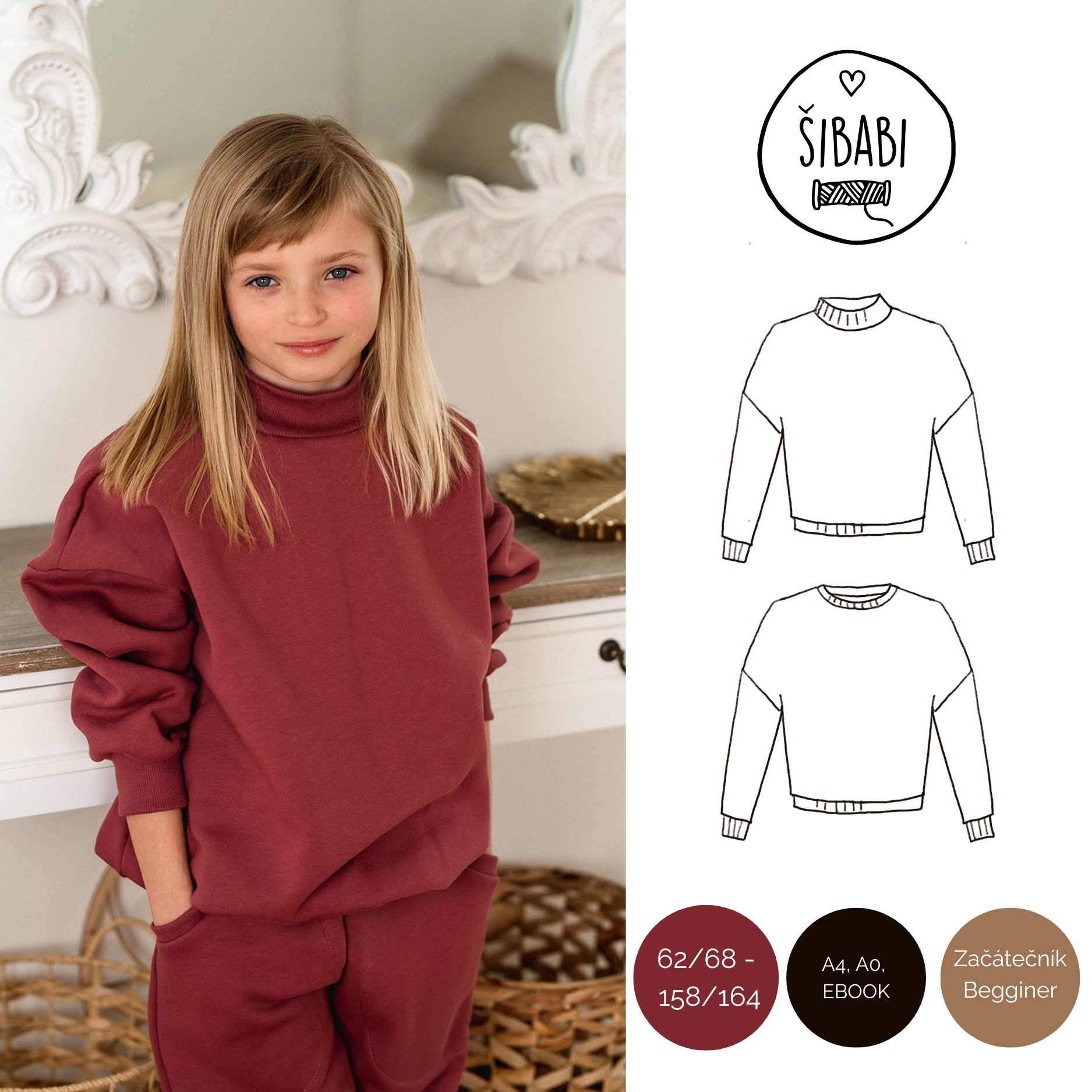 Střih na dětskou oversized mikinu "Preston" 62 - 164 - Šibabi.cz