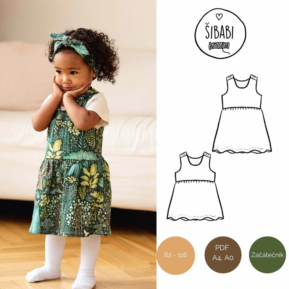 Dětské šaty se zapínáním na rameni &quot;Sára&quot; - Digitální střih/ PDF