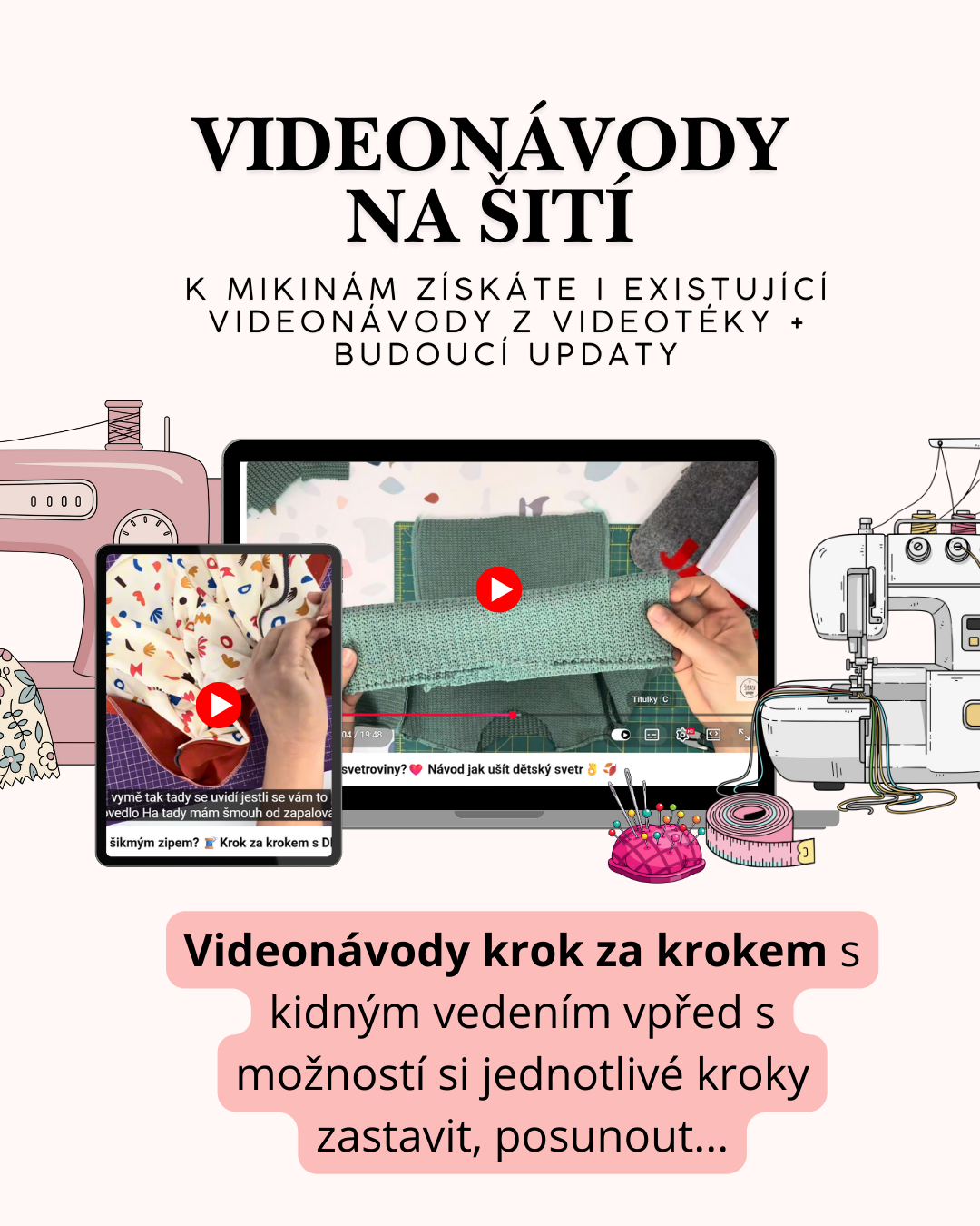 Balíček střihů 6 x střih na dětskou mikinu s videonávody na ušití📹