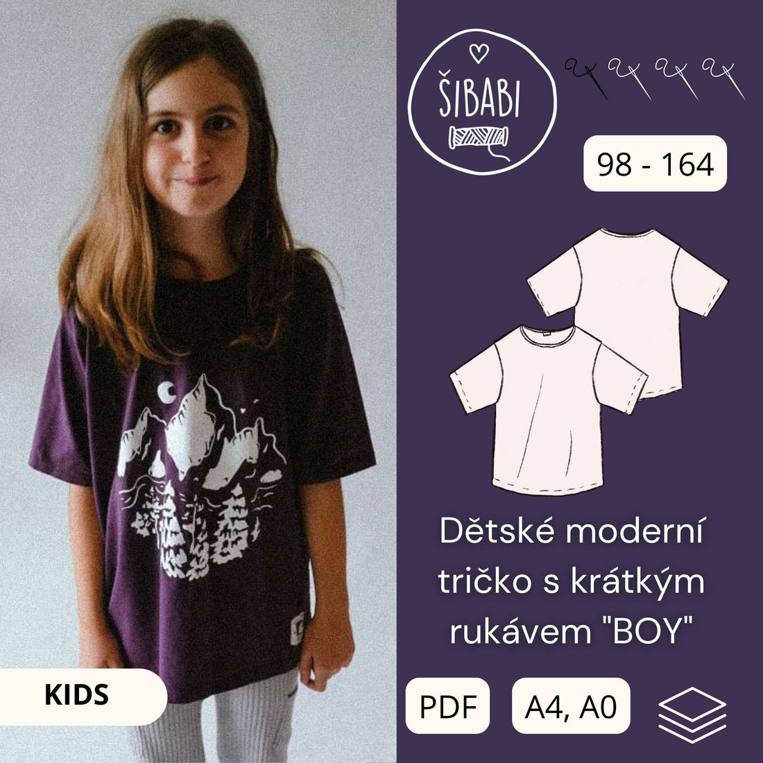 Střih na dětské moderní tričko &quot;Boy&quot; -  98 -164