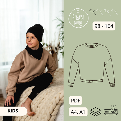 Dětská oversized mikina "Preston" 98-164 - PDF střih pro začátečníky