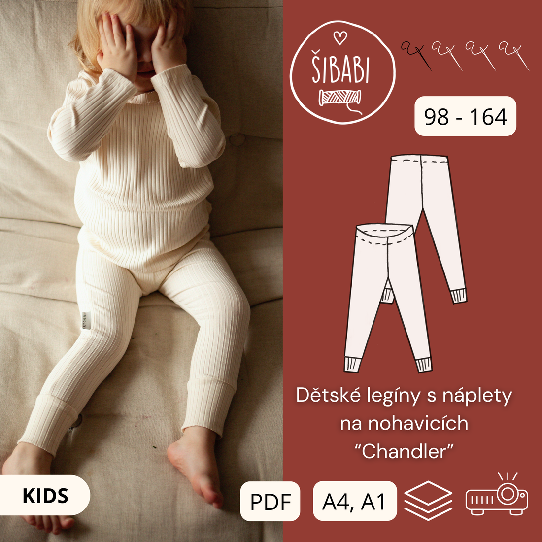 Střih na dětské legíny s nápletem na nohavicích &quot;Chandler&quot;, 98 - 164 v PDF s fotonávodem