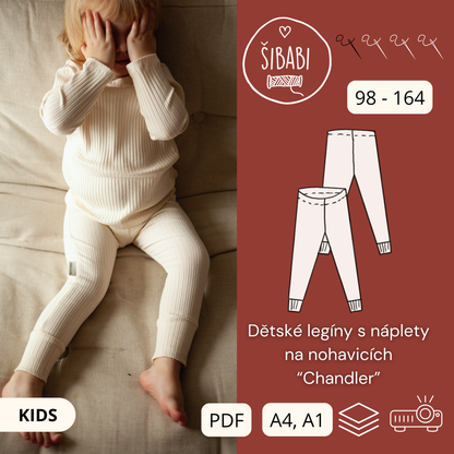 Střih na dětské legíny s nápletem na nohavicích &quot;Chandler&quot;, 98 - 164 v PDF s fotonávodem
