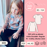 Střih na dětské tričko s dlouhým rukávem - 80-164 PDF