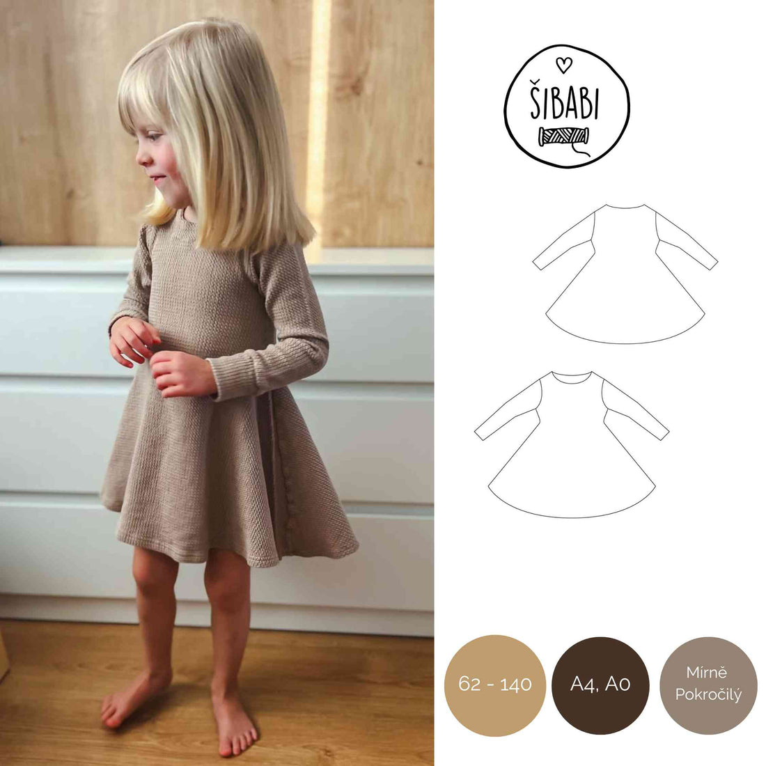Dětské točivé šaty &quot;Olivia&quot; - Digitální střih/ PDF