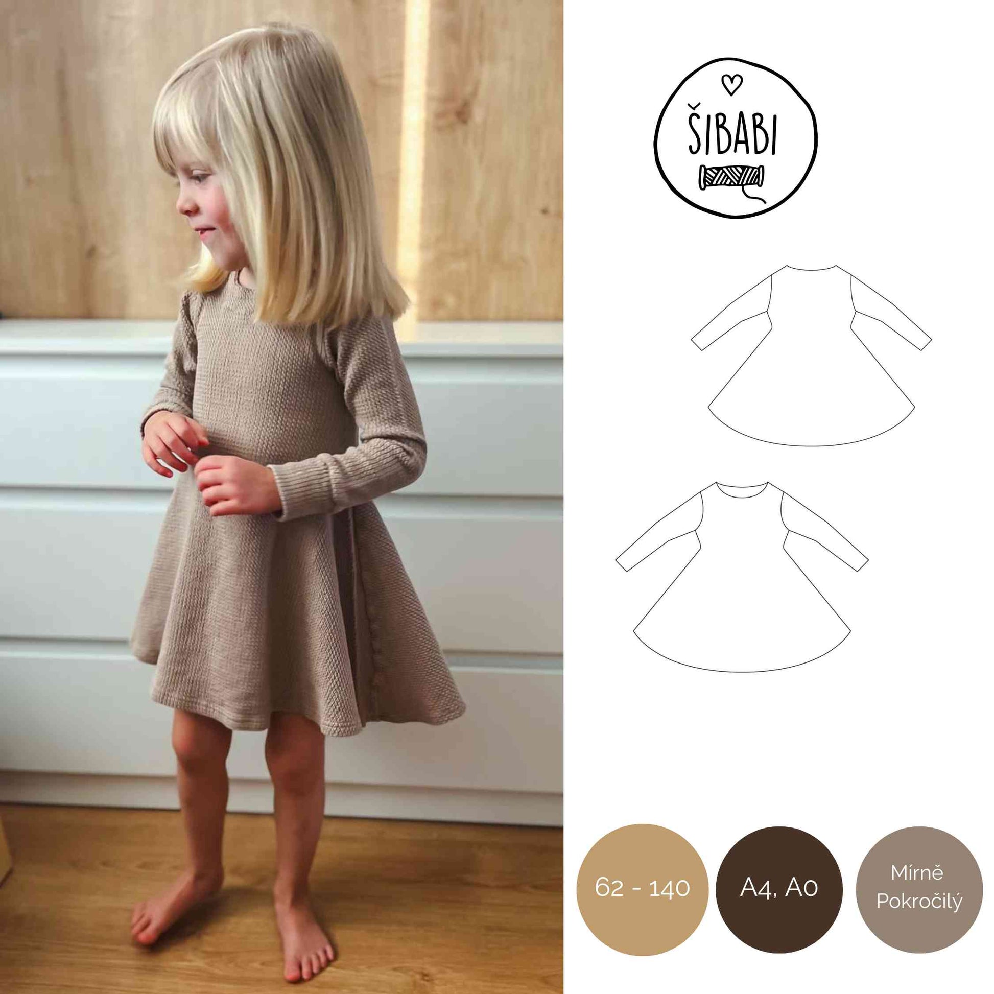 Dětské točivé šaty "Olivia" - Digitální střih/ PDF