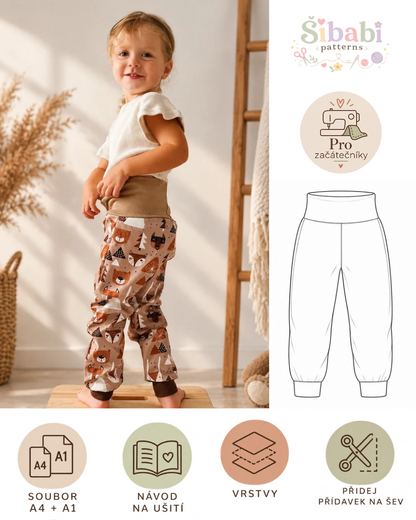 Střih na snadné softshellové kalhoty Easy vel. 56 - 158