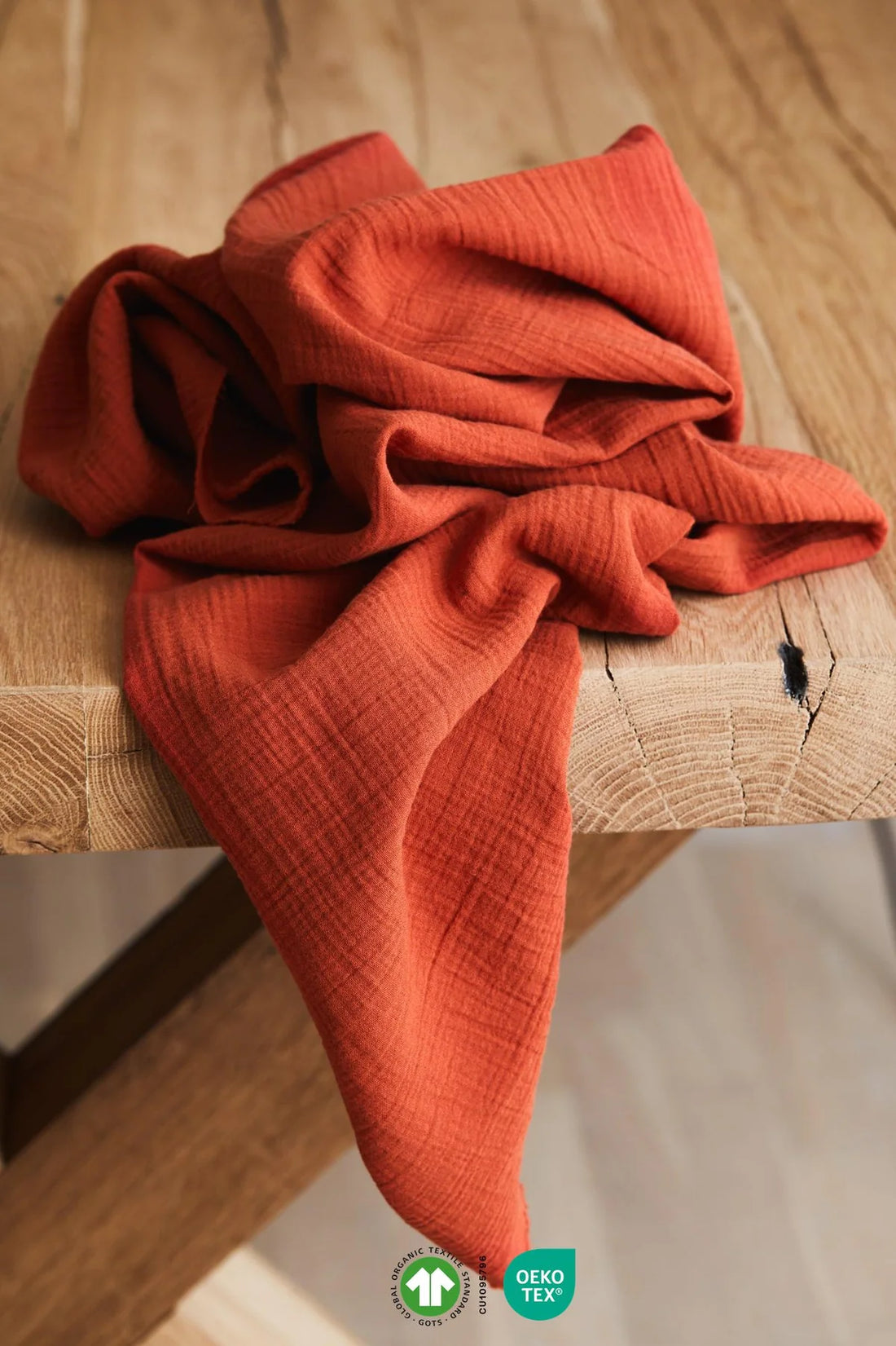Organic Crinkle Gauze Mind the Maker - Pumpkin
