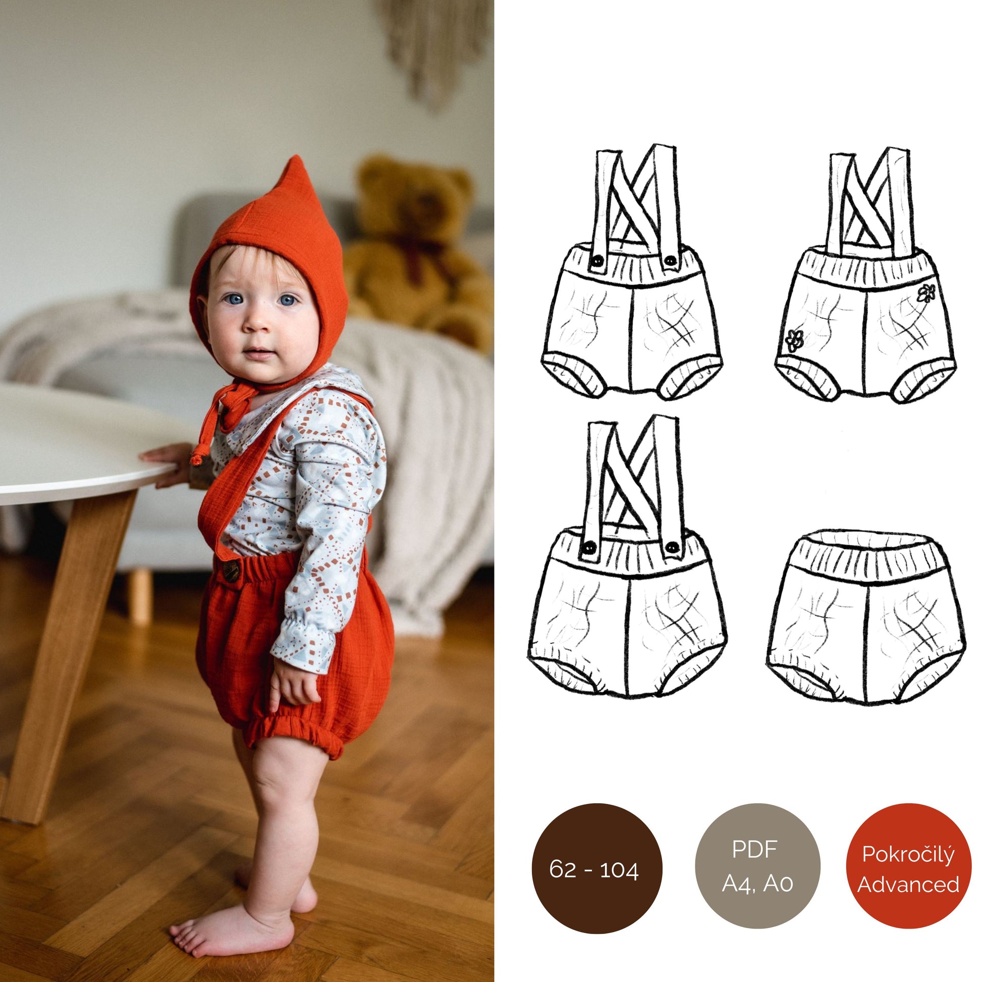 Sewing pattern for children's high-waisted shorts "Joss"